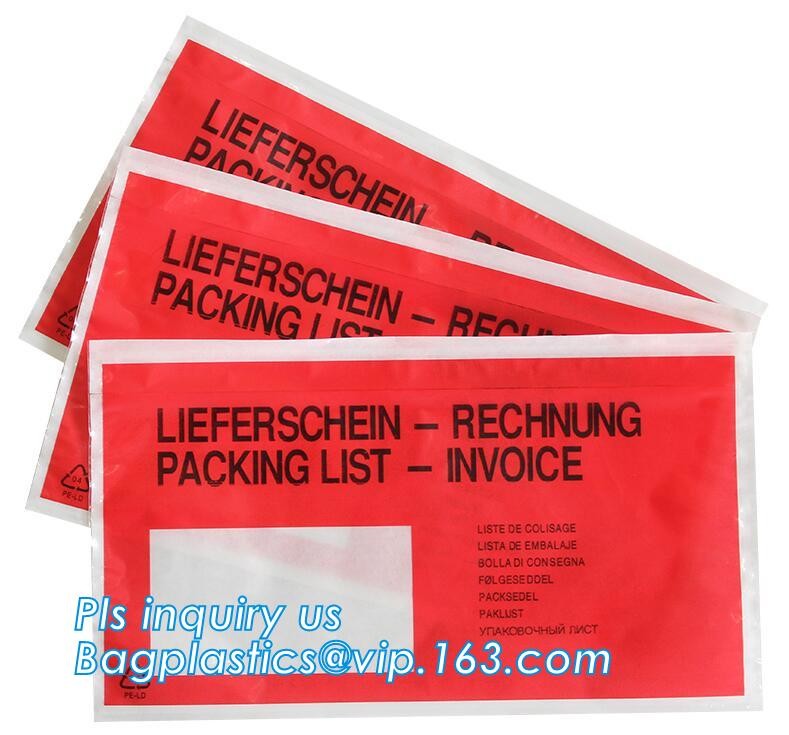 TNT DHL shipping packing list document envelopes, packing list padded envelope, tamper proof express use plastic packing