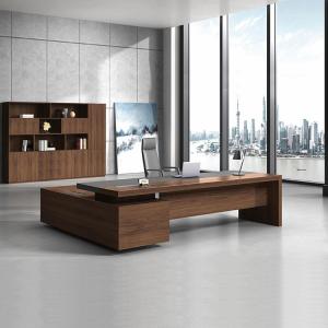 China Brown Executive Desk Sets 900mm Wooden Office Desk With Cabinet​ wholesale