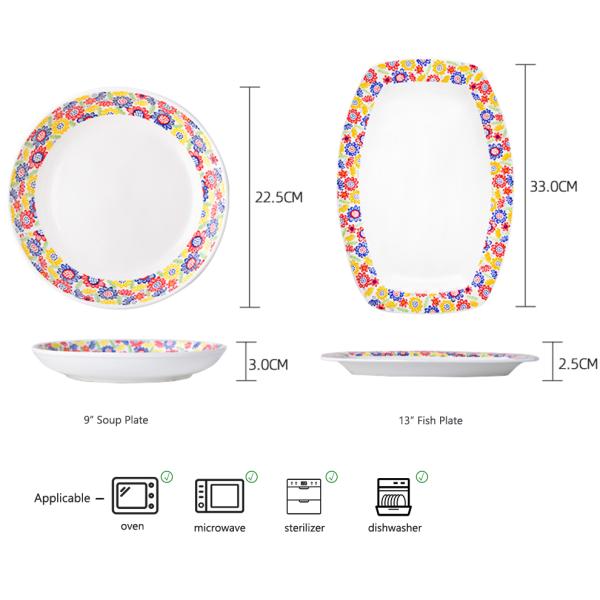 Dinnerware Sets Floral Dinner Plate Ceramic Designed With Cartoon Style