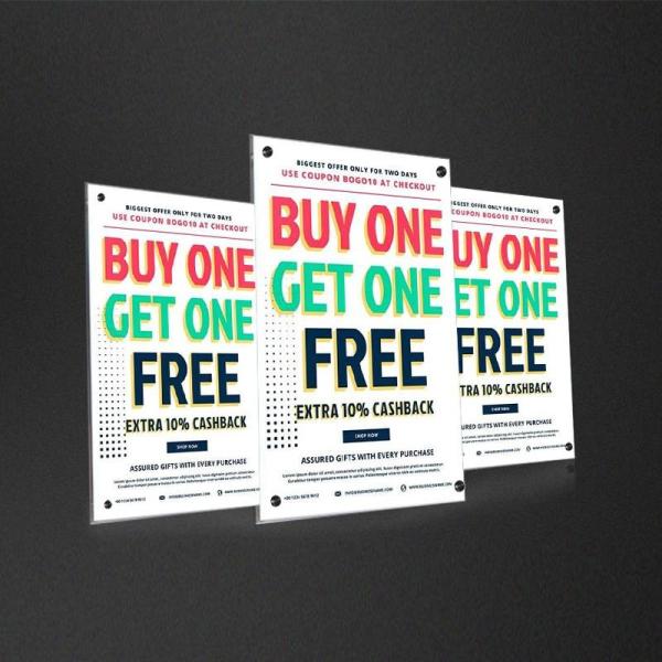 Custom Size A3 Wall Mounted Document Holder Transparent Acrylic Billboard ODM