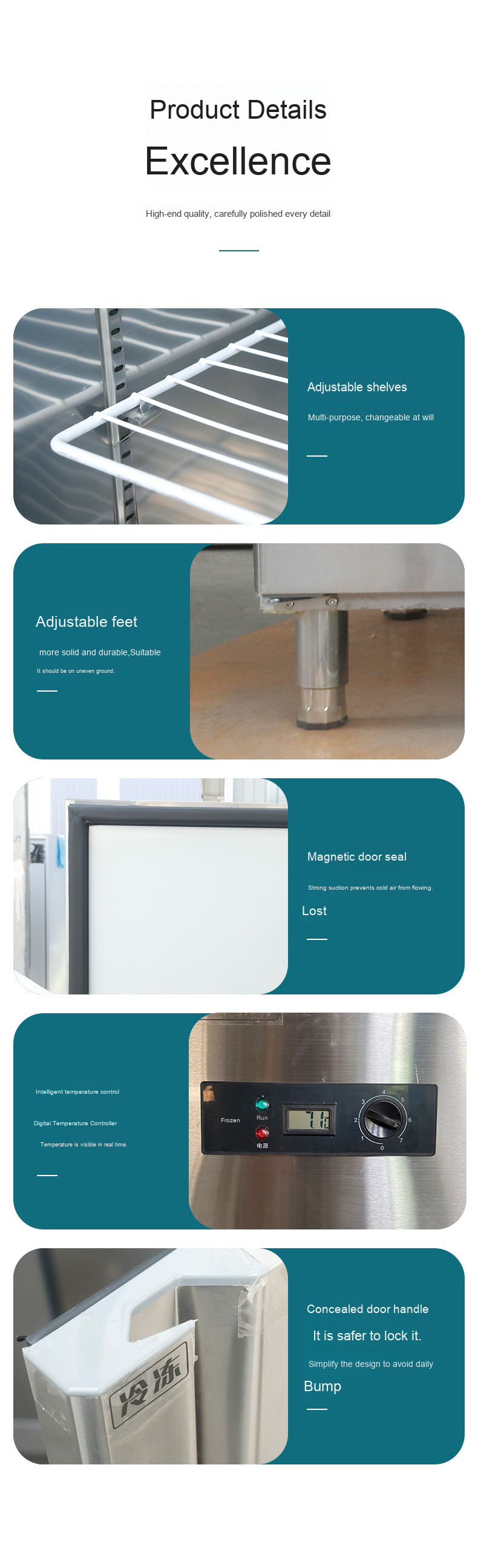 Commercial Single-Temperature Stainless Steel Workbench Large-Capacity Freezer Refrigerator for Fresh-Maintained Milk Tea Shops