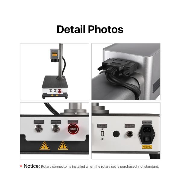 20W Portable Fiber Laser Marking Machine With Rotary Complimentary Worktable Rotating Head and Fixture Water Cooling 's