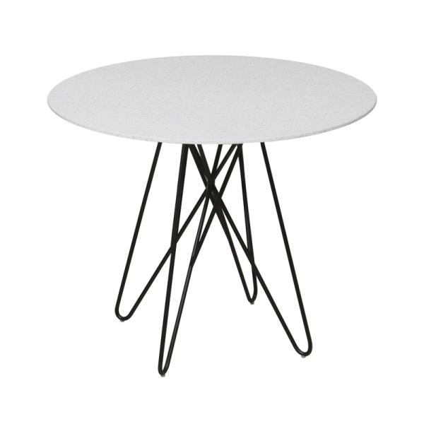 Diameter 900mm Ceramic Round Dining Table With Fixed Type And Iron Base
