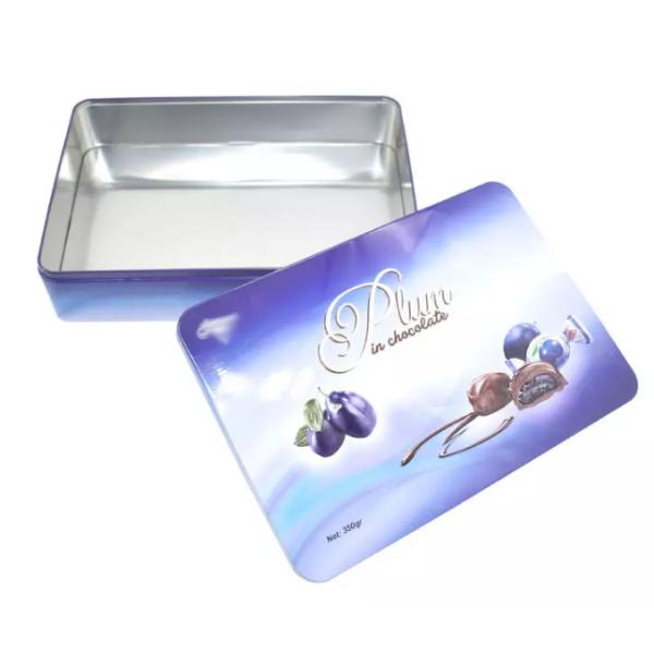 Personalized Rectangle Cookie Tin Cans 350g Chocolate Packing Container