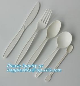 China cornstarch biodegradable PLA eco plastic cutlery sets,Plastic spoon fork chopsticks Wheat Straw Reusable Camping Biodegr wholesale