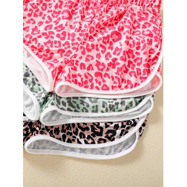 Cotton Polyester Casual Short Pants with Leopard Pattern Printing