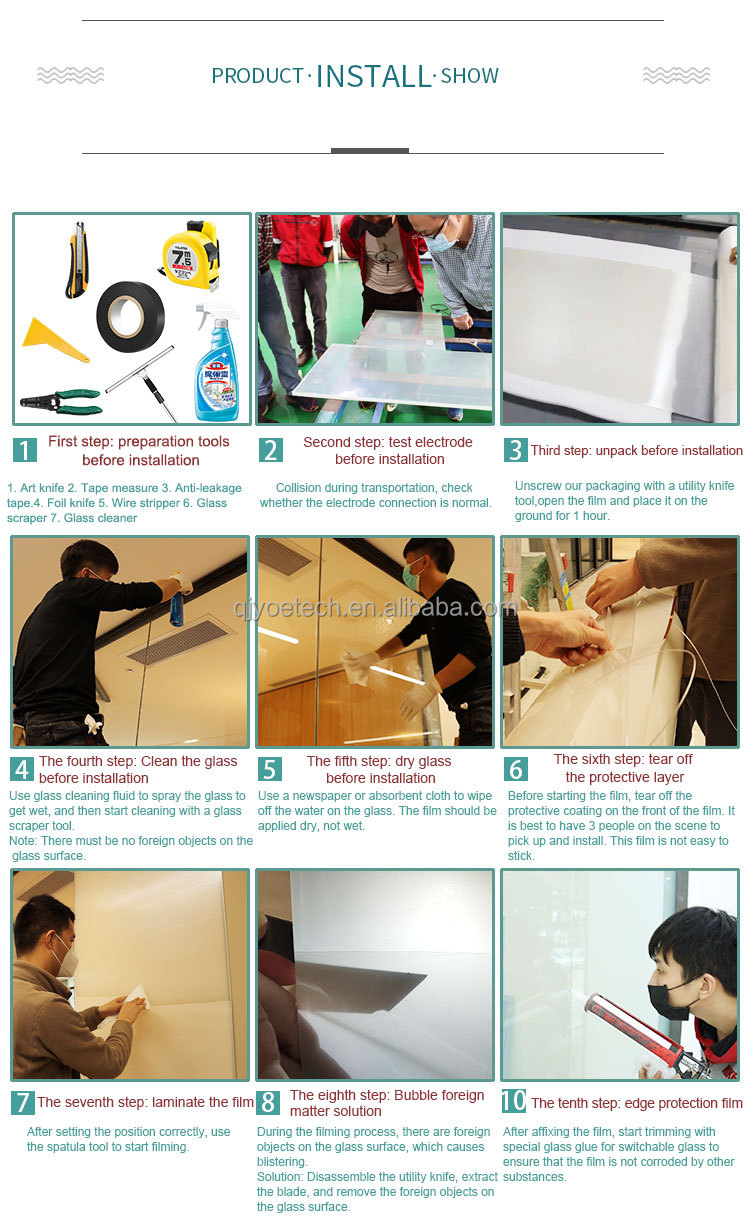 Customized Pattern Decorative PDLC Smart Switchable Electrochromic Window Glass Shutters