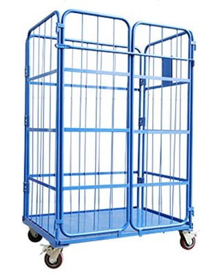 Three Side Powder Coated Warehouse Storage Racks Folding Pallet Logistic Trolley Foldable logistic trolley