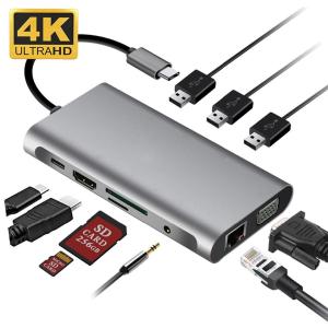 87W 10 In 1 USB C Hub HDMI Adapter Multif Docking Station 1000Mbps