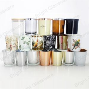 China New glass candle jar with custom logo, candle holder with lid wholesale