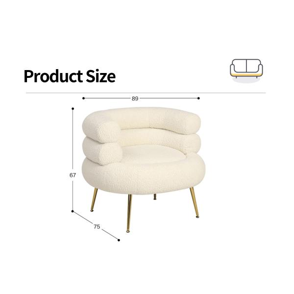 Simple Lamb Hair Single Sofa Chair with Stainless Steel Legs Perfect Addition to Modern Light Luxury Living Room Furniture