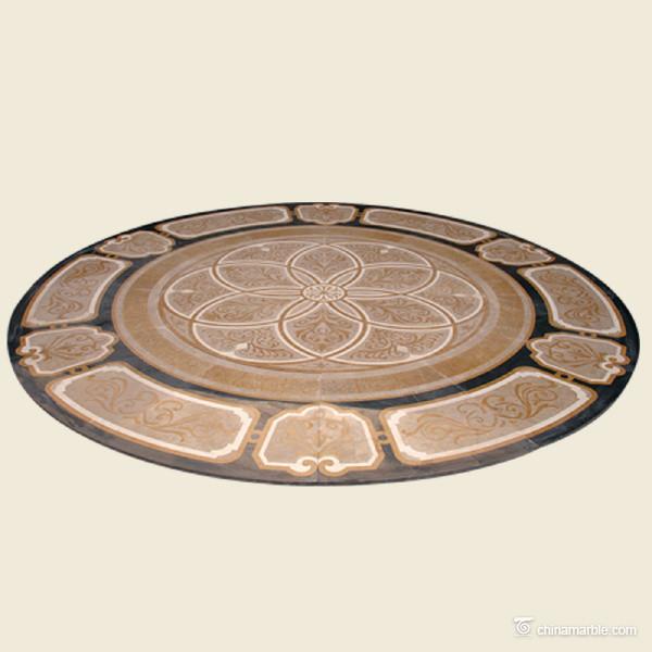 Quality Round Natural Stone Water Jet Marble Floor Medallions For Entryway Decorative for sale