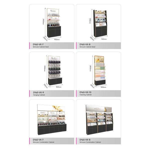 Cosmetic Display Showcase Black Window Cabinet Skincare Display Stand for Retail Store Interior Design