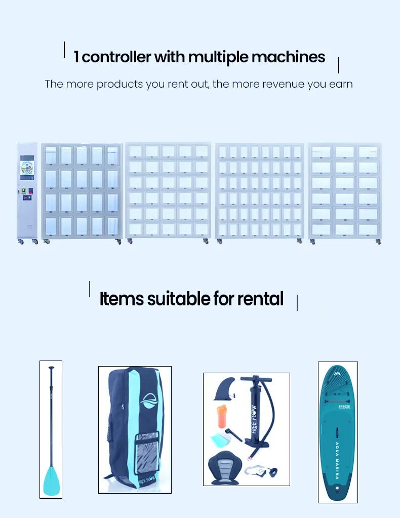 Fully Automated SUP Kayak Vending Machine For Renting SUPs And Kayaks Self-Service Outdoor Water Sports