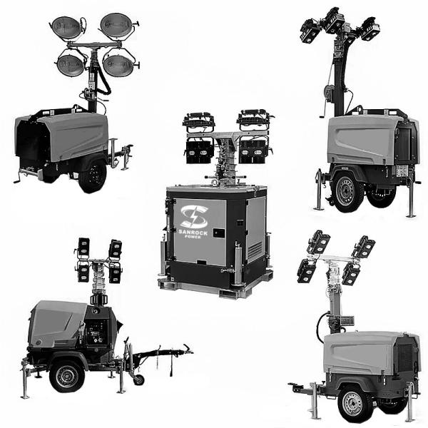 6kw/9kw Diesel Generator Light Tower Outdoor Emergency Trailer Lighting Tower 230VAC