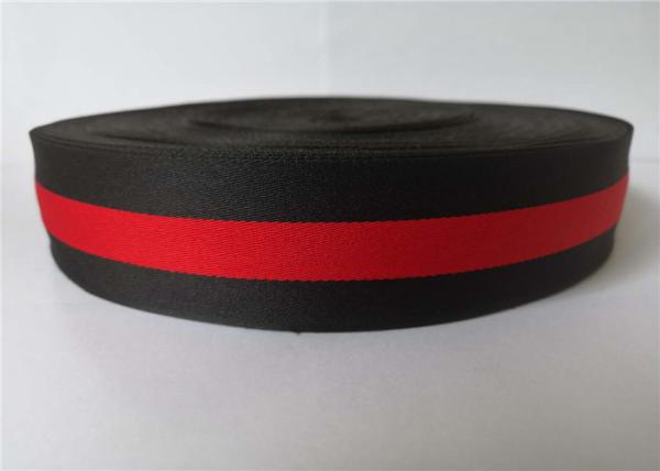 Quality 4cm Striped Webbing For Bags Black And Red Stripe Color Customized Printed Logo for sale
