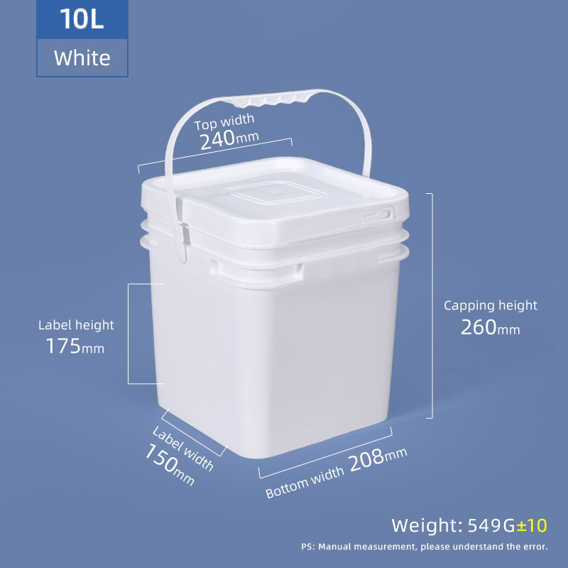 Milk Square Rectangle Customize Heavy Duty Food Snacks Plastic Bucket With Pastic Handle And Lid
