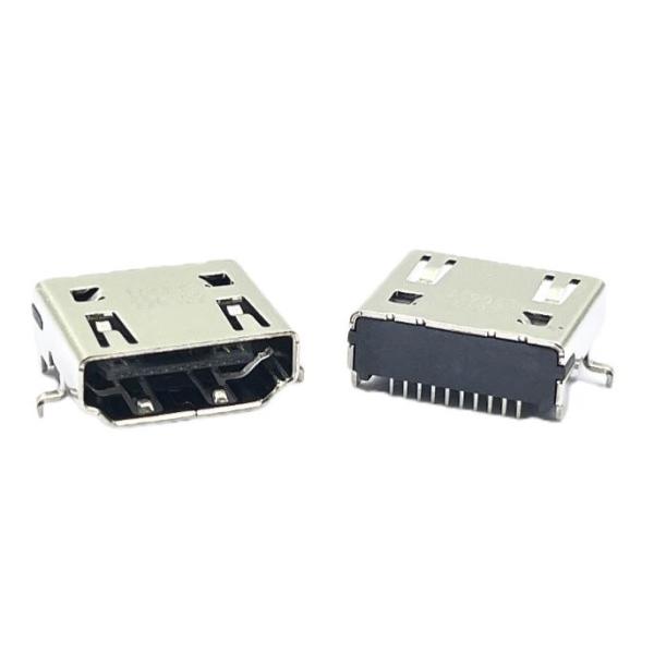 DIP Mini HDMI 2.1 Socket Connector AF 19Pin Std Panel Grd Flange CH2.40mm