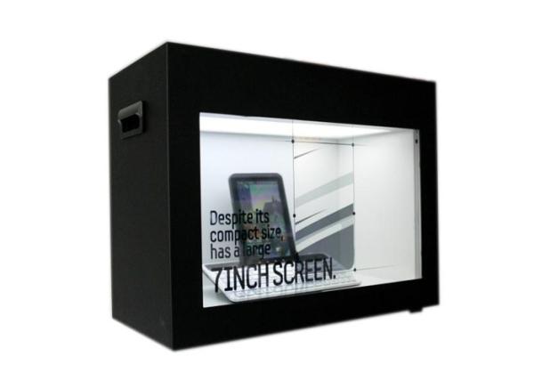 Quality Transparent LCD Display Box With Scrolling Marquee , Dynamic Play LCD TV Showcase for sale