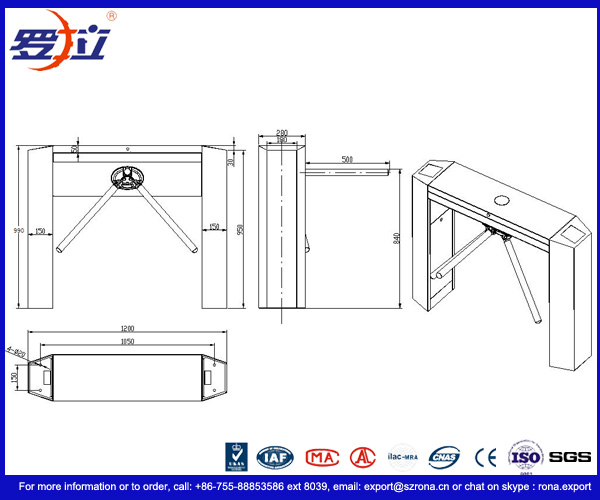 Access Control Solution Tripod Turnstile Gate With 304 Grade Stainless Steel