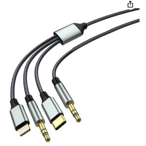 China Car Audio Aux Jack Cable 3.5mm Gold 3 In 1 8pin For Samsung Iphone wholesale