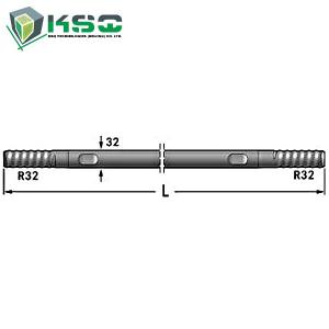 R32 Extension Rod R32-Round 32-R32 Flushing Hole 9.2 mm Wrench Flat 25.4 mm