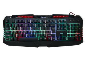 Ergonomic Gaming Computer Keyboard , Gaming Pc Keyboard 3- Color Mixing Backlit