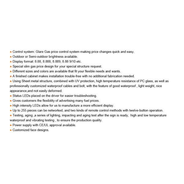 Petrol Station Led Gas Display Sign With 6-72inch Panel Size And 150W Resolution