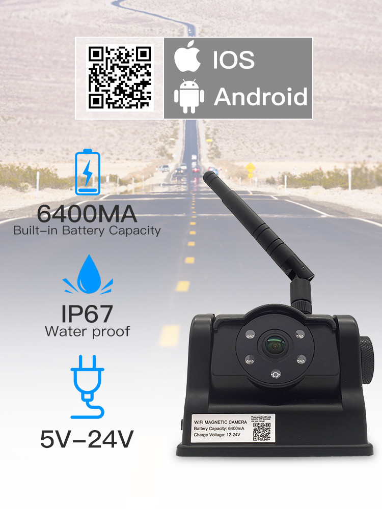 IP67 4CH Wireless Backup Camera System For Trucks RV Trailer ISO And Android