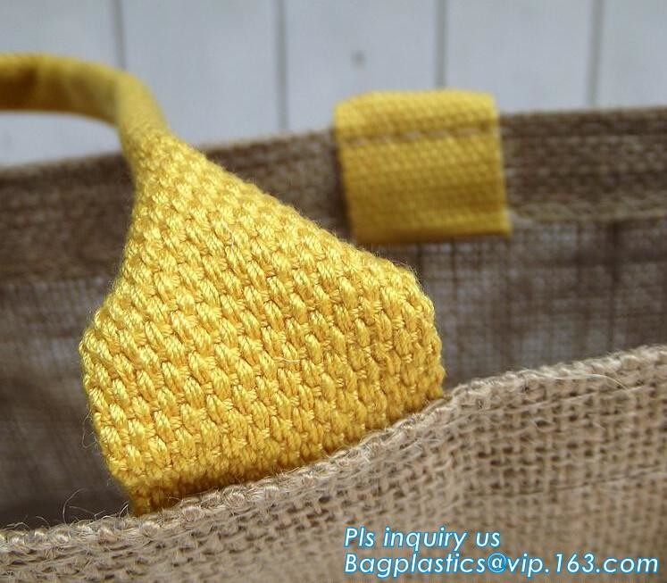 JUTE STORAGE BASKET WITH COTTON ROPE HANDLES,Burlap fabric jute toy storage basket for home storage organization bagease