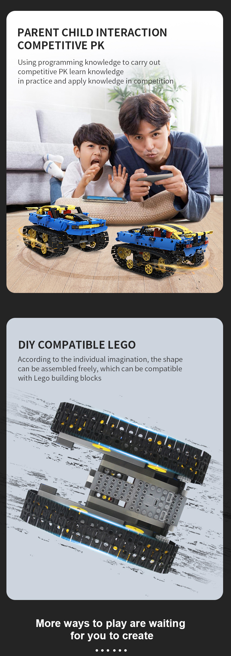 Unisex 2 in 1 Remote Control Racing Car DIY Building Kits for Kids Boys Girls 8-13 Years