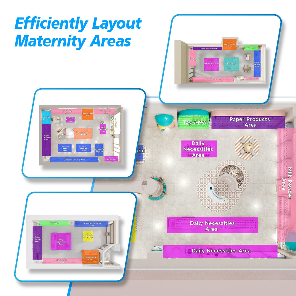 M2-C10 Adaptable Baby Goods Display Pile with Adjustable Floor Screws for Supermarket Baby Goods Sections