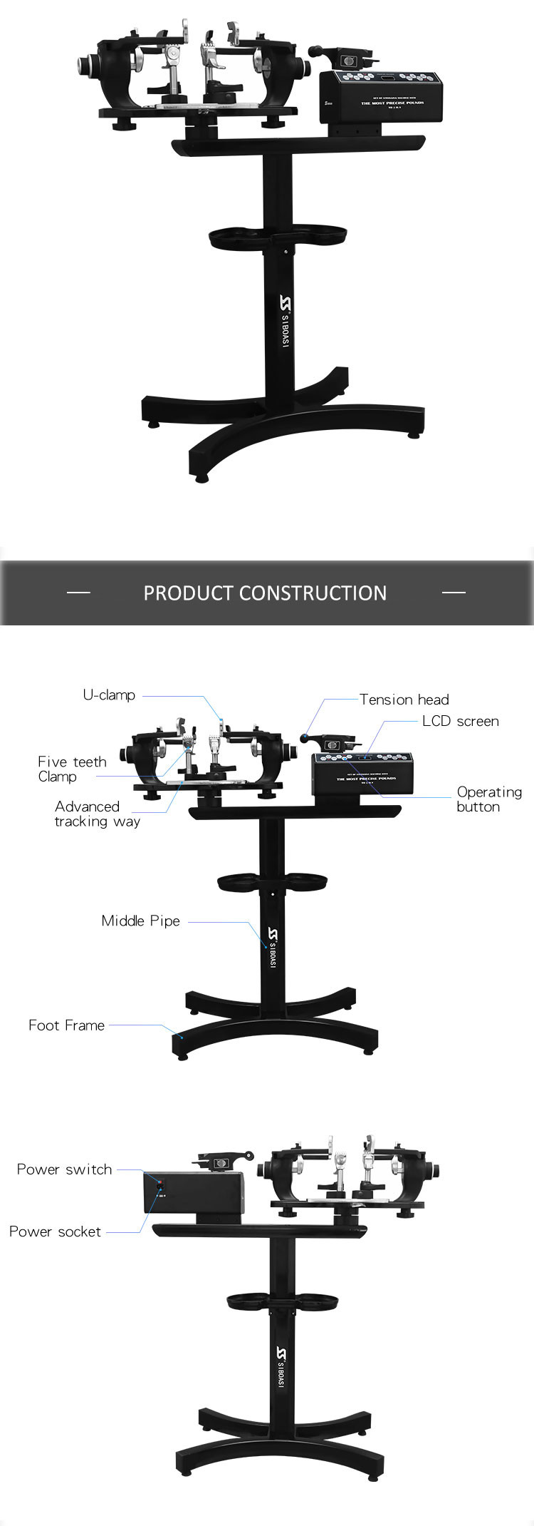 S616 Tennis Bat Stringing Machine Accessories Pound Adjust Function