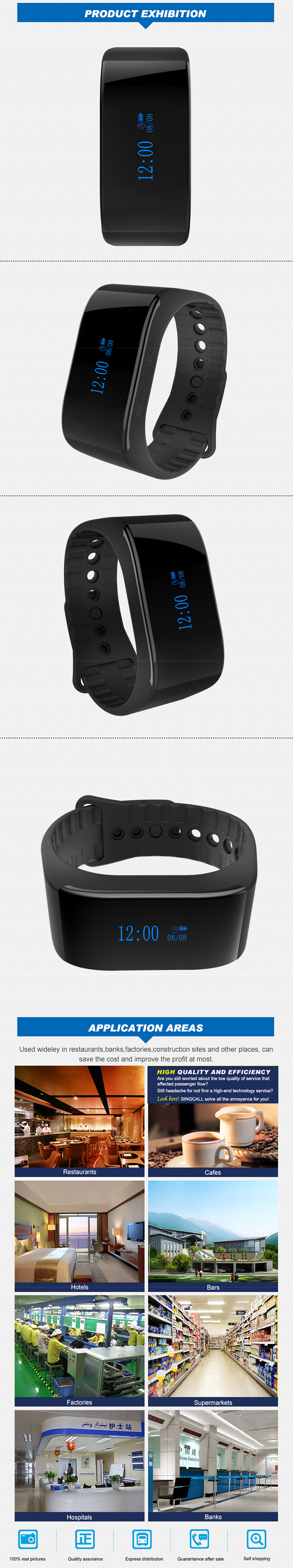 High quality wireless calling equipment with full waterproof wrist watch and a host keyboard