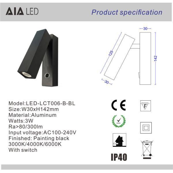 White touch switch dimming modern bedside wall lamp/led reading light headboard wall light for bedroom
