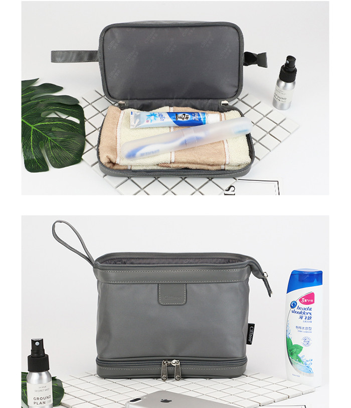 Canvas Mens Travel Wash Bag , Promotional Men'S Leather Shaving Kit Bag
