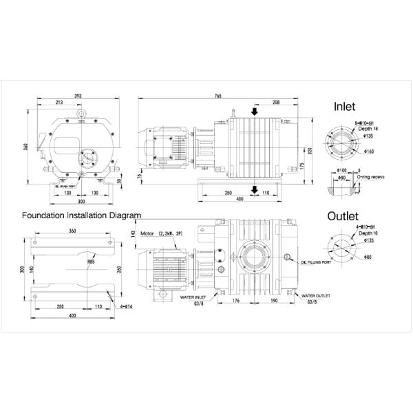 Aluminium Alloy 500m3/H Vacuum Roots Pump Energy Efficient Corrosion Proof
