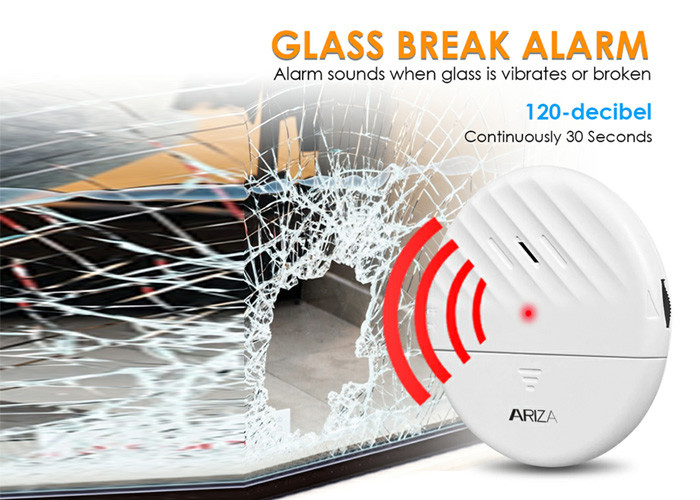 Window Alarm Sensors 125dB Ultra-Slim Wireless Glass Break Detector Vibration Alarm