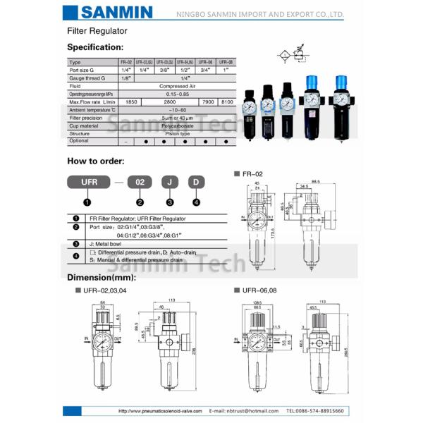 Compressed Air Filter Regulator Lubricator - 10℃ - 60℃ Ambient Temperature