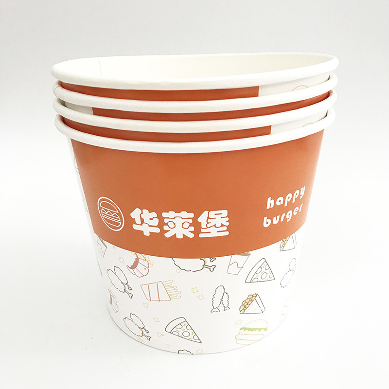 Disposable 4500ml Paper Food Bucket , Custom Fried Chicken Bucket With Lid