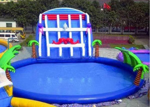Quality Palm Tree Inflatable Swimming Pools With Slide , Inflatable Above Ground Swimming Pools for sale