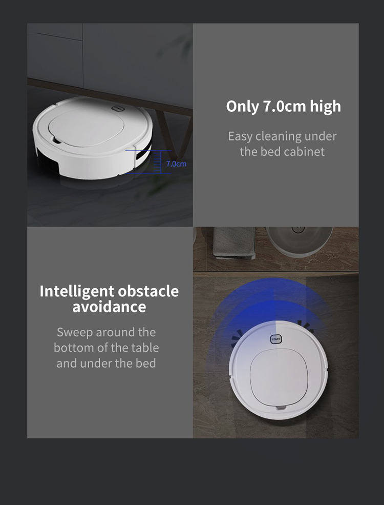 FCC Robot Vacuum For High Pile Carpet Outlet White Floor Mopping Robot