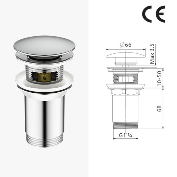 Elite Modern Shower Floor Drain Brass Sleek Round Pop Up Efficient Water Drainage