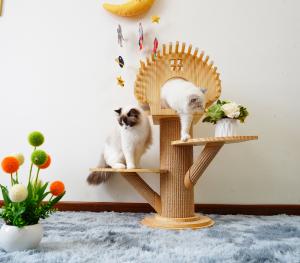 China Elegant Wooden Cat Climbing Tree House Multi Level Activity Tower With Scratching Posts wholesale