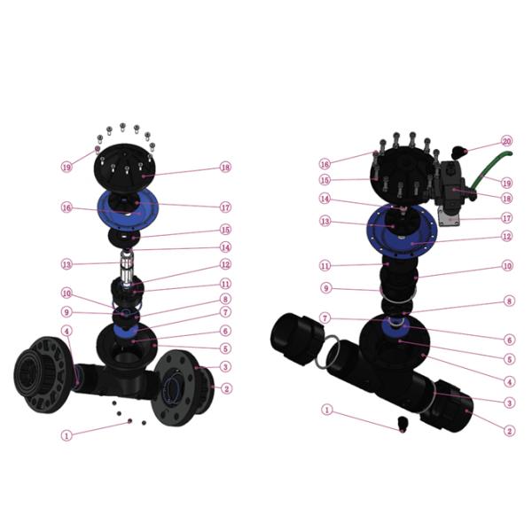 1' PA 2 Way Y Type Automatic Diaphragm Valve With Connector Non corrosive