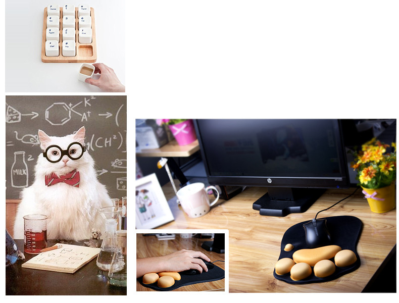 Home Office Attractive Cat Paw Mouse Pad With Wrist Rest Multicolor