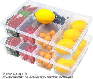 Veggie Tray With Lid 5 Compartment Food Container With Dividers Large Serving Tray Travel Snack Containers Stackable