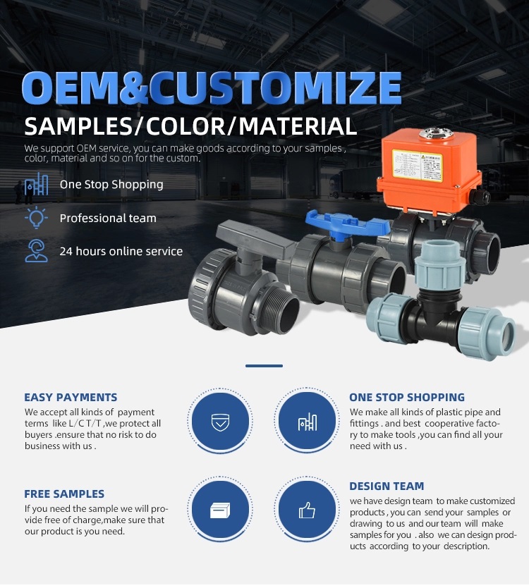 Manufacture Double Union Ball Valve 6 Inch PVC for ABS Handle and Moulding Service