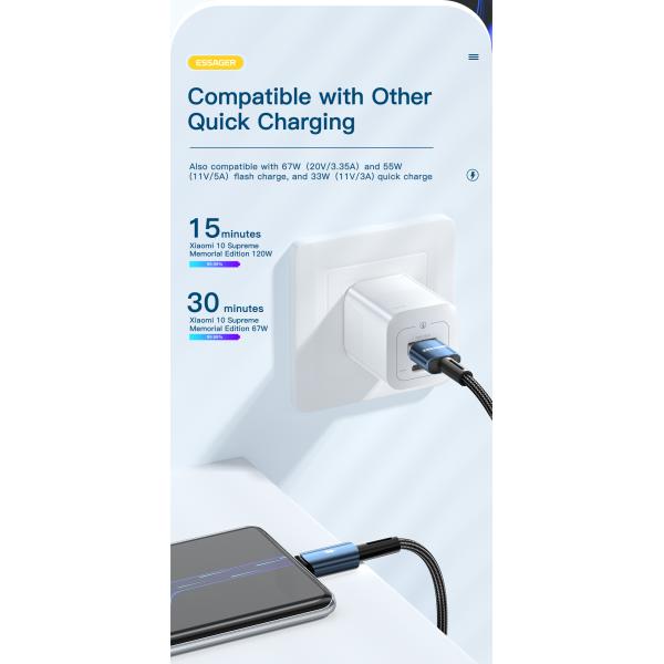 Sunset USB to Type C Cable 120W Quick Charge Type C Data Cable 6A