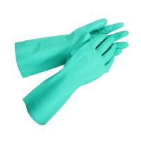 15 Mil Green Nitrile Glove Chemical resistant flocked lining for sale